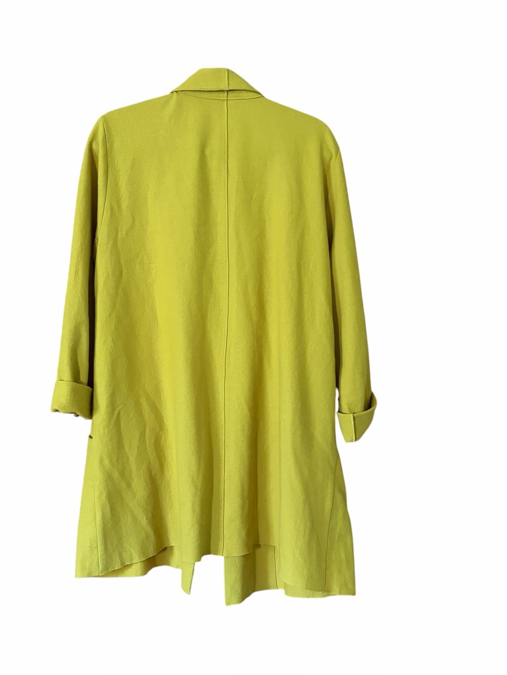 EILEEN FISHER Boiled Wool Shawl Collar Long Jacket Blazer Mustard - Picture 3 of 9